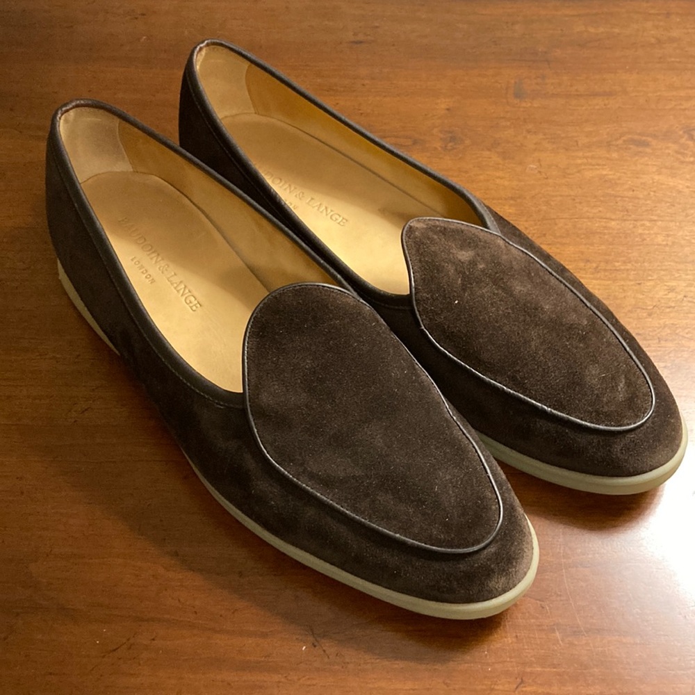 Baudoin & Lange Sagan Stride Belgian Shoes in Brown Suede size EU 45